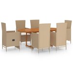 vidaXL Ensemble à manger de jardin 7 Pièces Résine tressée Beige