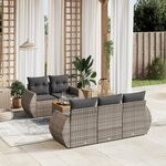 vidaXL Salon de jardin 6 Pièces avec coussins gris résine tressée