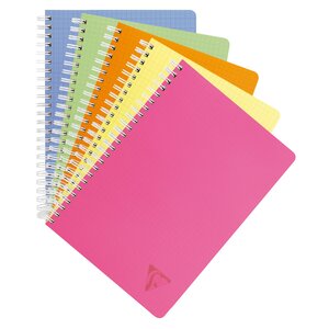Cahier spirales clairefontaine linicolor a5 17 x 22 cm - grands carreaux - 100 pages - lot de 5