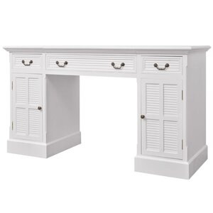 vidaXL Bureau à double piédestal Blanc 140 x 48 x 80 cm