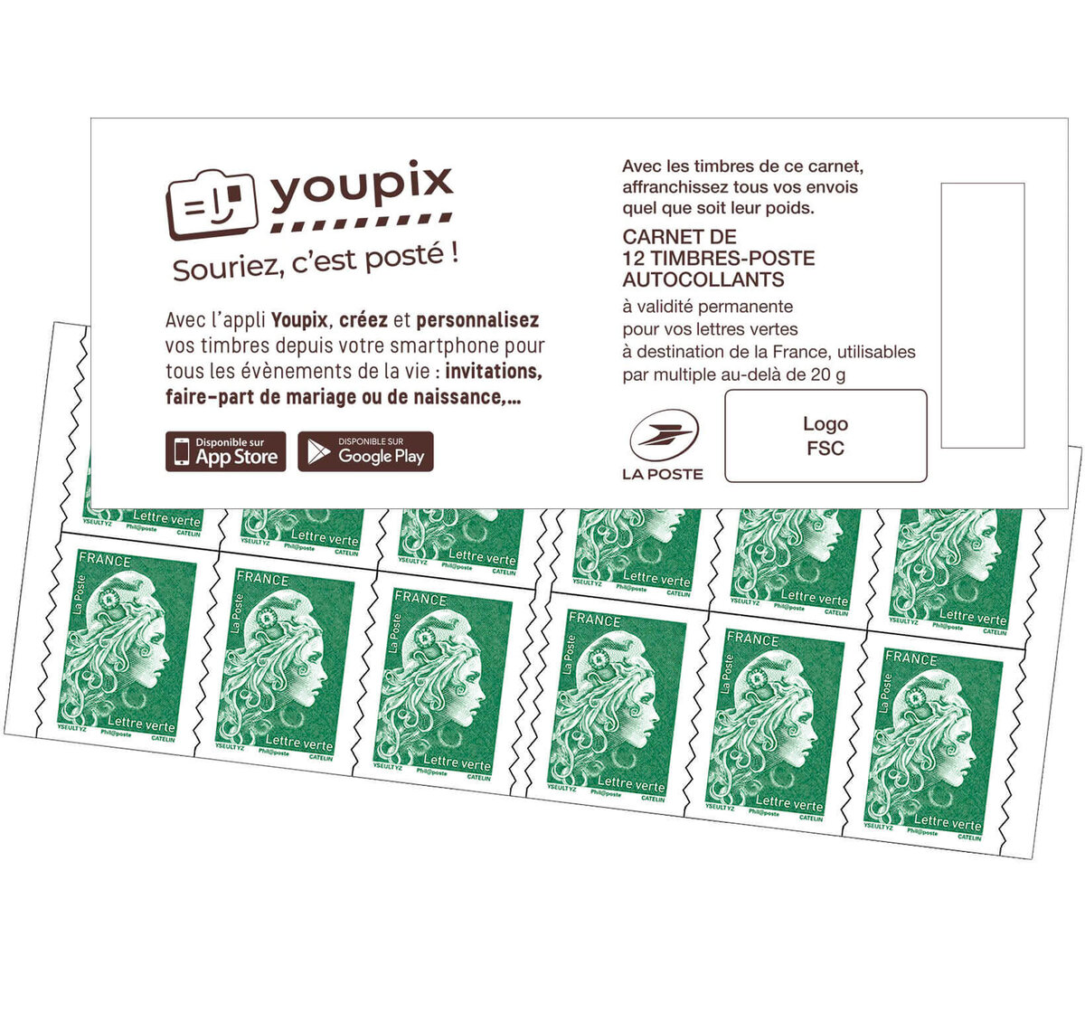 Carnet 10 timbres Marianne l'engagée - Lettre verte - Cdiscount