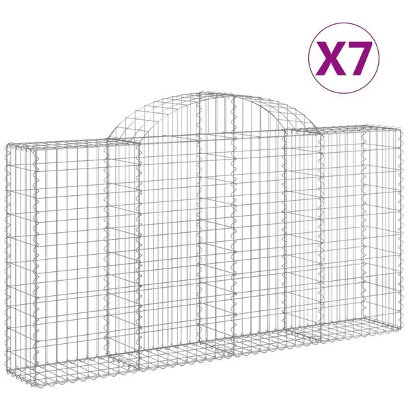 vidaXL Paniers à gabions arqués 7 Pièces 200x30x100/120 cm Fer galvanisé