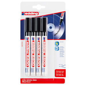 Edding marqueurs à cd/dvd/bd 4 pièces noir 8400