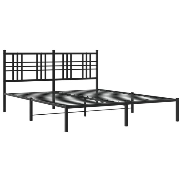vidaXL Cadre de lit métal avec tête de lit noir 150x200 cm