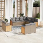 vidaXL Salon de jardin 11 Pièces avec coussins beige résine tressée