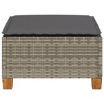 vidaXL Tabouret de jardin et coussin gris 63 5x56x32 cm résine tressée