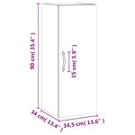 vidaXL Armoire murale chêne fumé 34 5x34x90 cm bois d'ingénierie