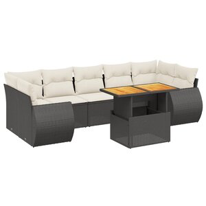 vidaXL Salon de jardin 8 Pièces avec coussins noir résine tressée