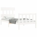 vidaXL Cadre de lit avec tête de lit blanc simple bois massif