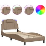 vidaXL Cadre de lit avec lumières LED cappuccino 90x200 cm similicuir