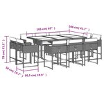vidaXL Ensemble à manger de jardin et coussins 11 Pièces mélange beige