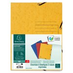 Paquet De 3 Chemises À Élastiques 3 Rabats Carte Lustrée 355gm2 - A4 - Couleurs Assorties - X 24 - Exacompta