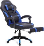 Fauteuil gamer ergonomique chaise gaming fauteuil de bureau avec repose-pieds télescopique appui-tête réglable support lombaire capacité de charge 150 kg lbeu et noir 12_0000603
