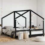 vidaXL Cadre de lit pour enfants noir 2x(90x200) cm bois de pin massif