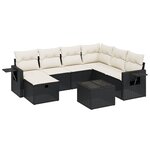 vidaXL Salon de jardin 8 Pièces avec coussins noir résine tressée