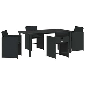 vidaXL Ensemble de salle à manger pour jardin 5 Pièces Noir Poly rotin