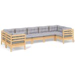 vidaXL Salon de jardin 7 Pièces avec coussins gris bois de pin