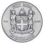 JEWISH Mandala Art 3 Once Argent Monnaie 10 Dollars Fiji 2024