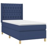 vidaXL Sommier à lattes de lit matelas et LED Bleu 90x200 cm Tissu
