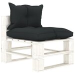 vidaXL Canapé palette de milieu de jardin et coussins anthracite Bois