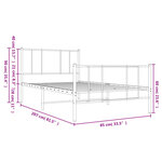 vidaXL Cadre de lit métal avec tête de lit/pied de lit blanc 80x200 cm