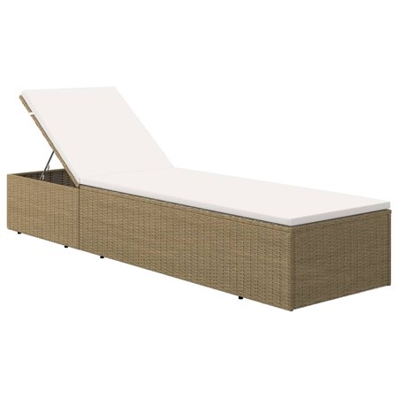 vidaXL Chaise longue Résine tressée Marron et blanc crème