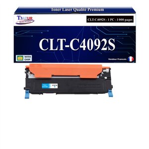 T3AZUR - Toner compatible avec Samsung CLT-C4092S pour Samsung CLX-3170 CLX-3170FN CLX-3175 CLX-3175FN CLX-3175FW CLX-3175N - Cyan