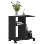 vidaXL Table d'appoint avec roues noir 50x30x55 cm bois d'ingénierie
