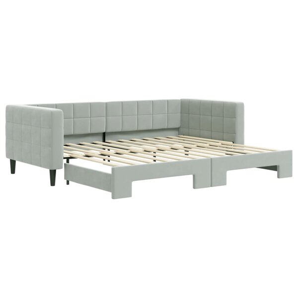 vidaXL Lit de jour avec lit gigogne gris clair 90x200 cm velours