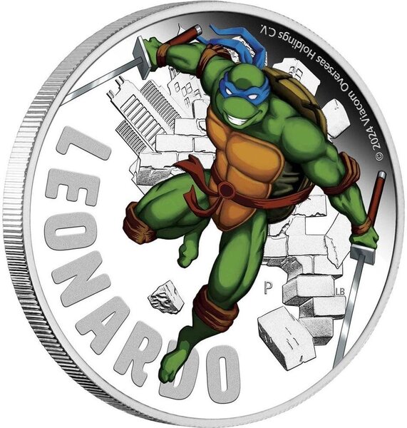 Pièce de monnaie en Argent 1 Dollar g 31.1 (1 oz) Millésime 2024 Teenage Mutant Ninja Turtles LEONARDO