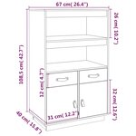 vidaXL Buffet haut Blanc 67x40x108 5 cm Bois massif de pin