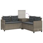 vidaXL Canapé de jardin avec table et coussins en forme de L gris