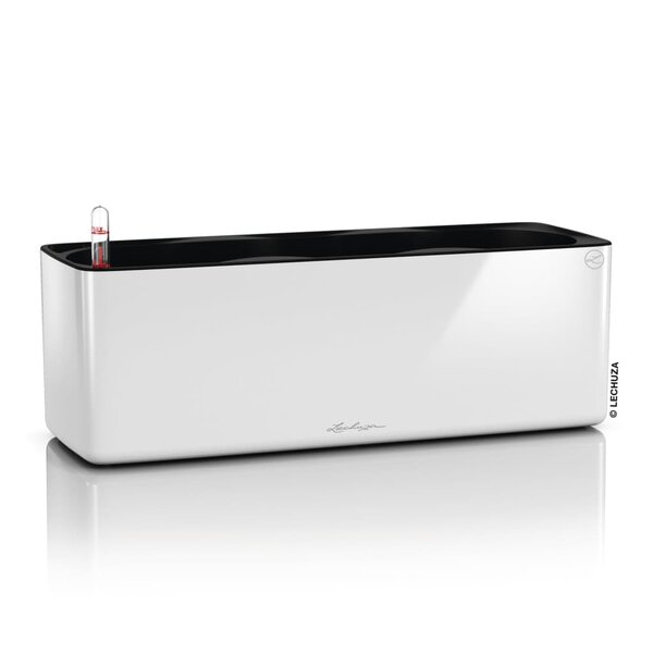LECHUZA Jardinière CUBE Glossy Triple ALL-IN-ONE Blanc brillant
