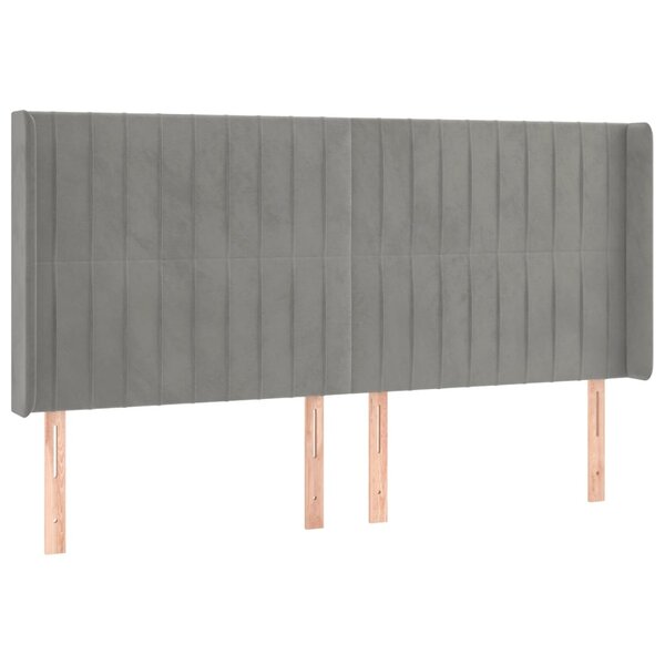 vidaXL Tête de lit avec oreilles Gris clair 183x16x118/128 cm Velours
