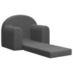 vidaXL Canapé-lit pour enfants anthracite peluche douce
