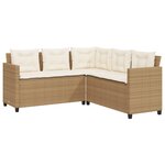vidaXL Canapé de jardin avec table et coussins en forme de L beige