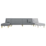vidaXL Canapé-lit en forme de L gris clair 255x140x70 cm tissu