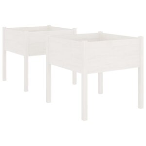 vidaXL Jardinières 2 Pièces Blanc 70x70x70 cm Bois de pin massif