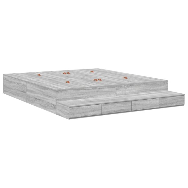 vidaXL Lit de rangement Gris Sonoma 180x200 cm