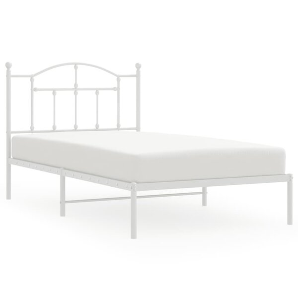 vidaXL Cadre de lit métal avec tête de lit blanc 100x190 cm
