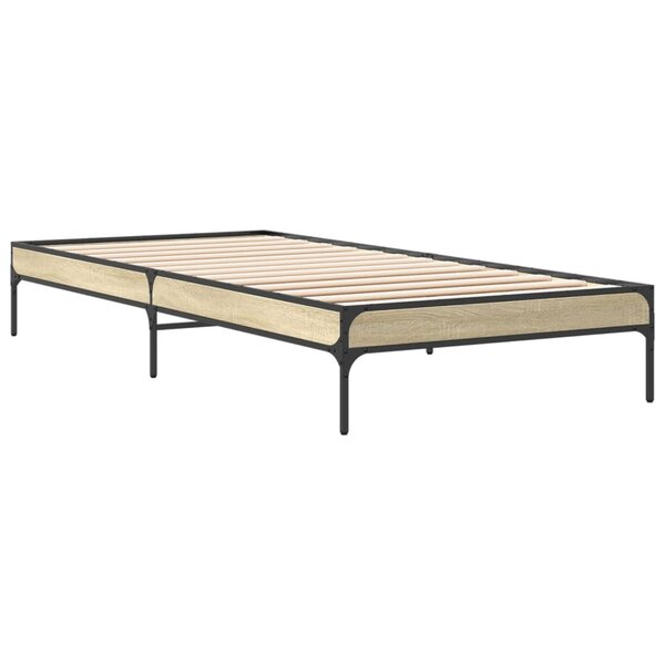 vidaXL Cadre de lit chêne sonoma 90x190 cm bois d'ingénierie et métal