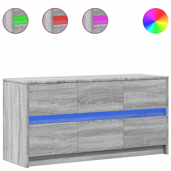 vidaXL Meuble TV avec LED sonoma gris 100x34x50 cm bois d'ingénierie