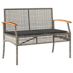 vidaXL Ensemble à manger de jardin 3 Pièces coussins gris résine tressée