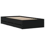 vidaXL Cadre de lit avec tiroirs noir 90x200 cm bois d'ingénierie