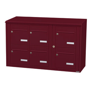 Bloc collectif leabox.com 3x2 grade 3 simple face Extérieur fixation murale Rouge pourpre RAL 3004 finition brillante