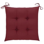vidaXL Chaises de jardin lot de 4 avec coussins bordeaux Teck solide