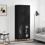 vidaXL Buffet haut Noir 69 5x34x180 cm Bois d'ingénierie