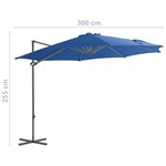 vidaXL Parasol déporté avec mât en acier Bleu azuré 300 cm