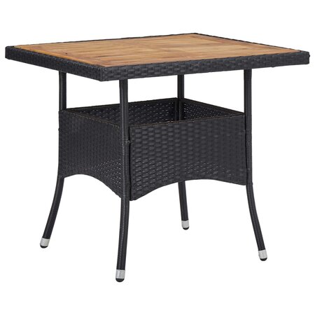 vidaXL Table d'extérieur Noir Résine tressée et bois d'acacia solide