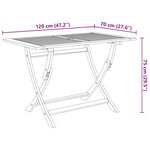 vidaXL Table de jardin pliable 120x70x75 cm Bois d'acacia massif